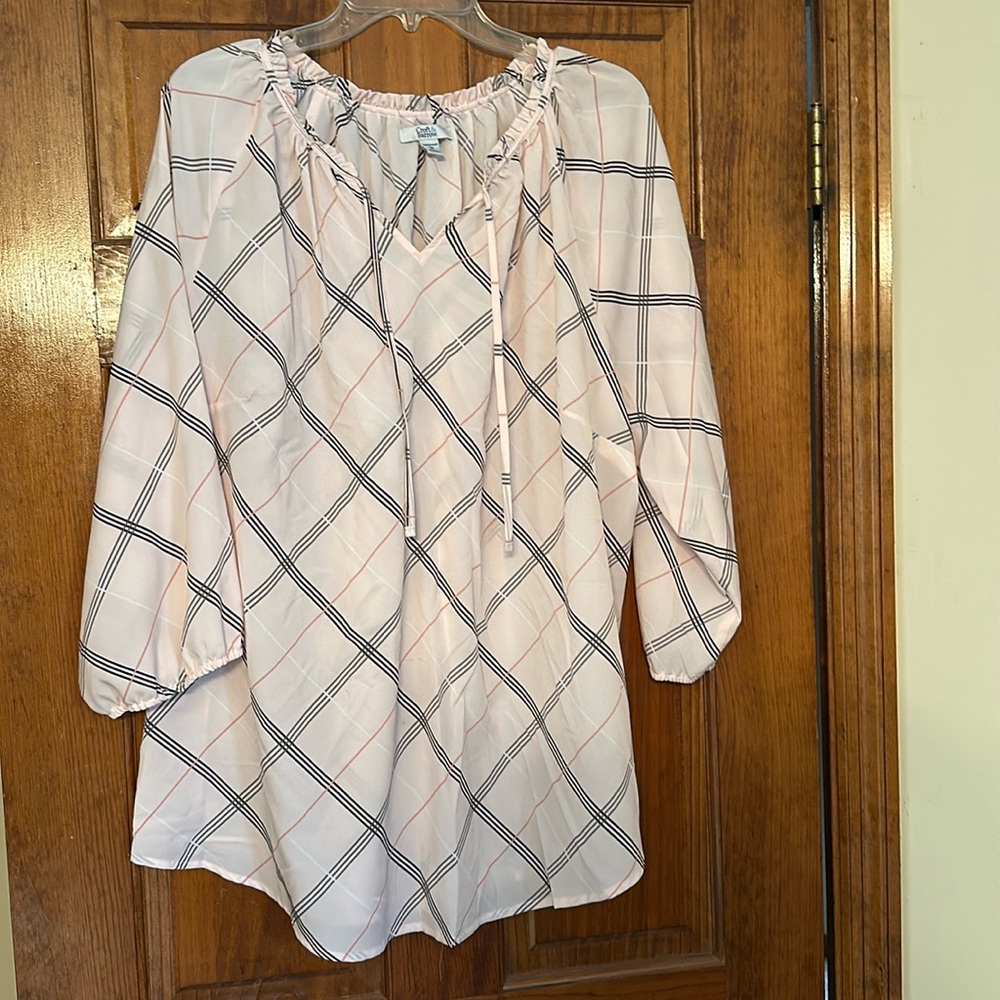 Pink and black women’s blouse